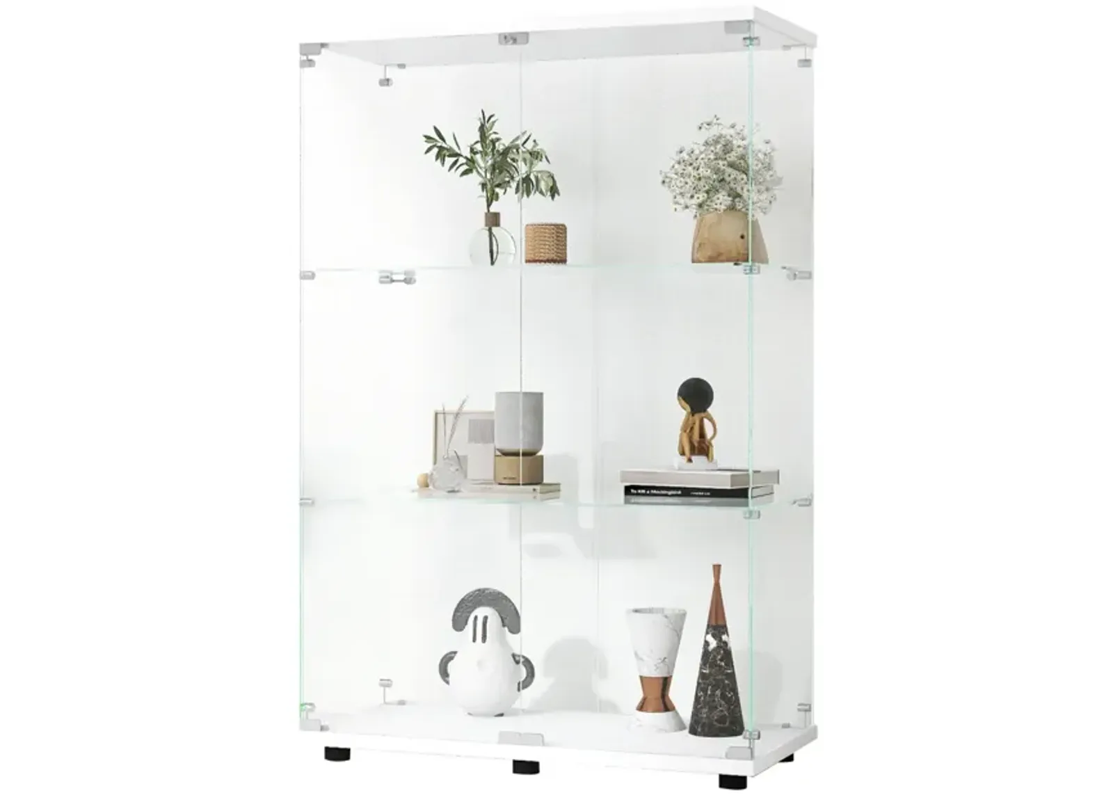 Glass Display Cabinet with 3 Shelves, 49.3" x 31.7" x 14.3"