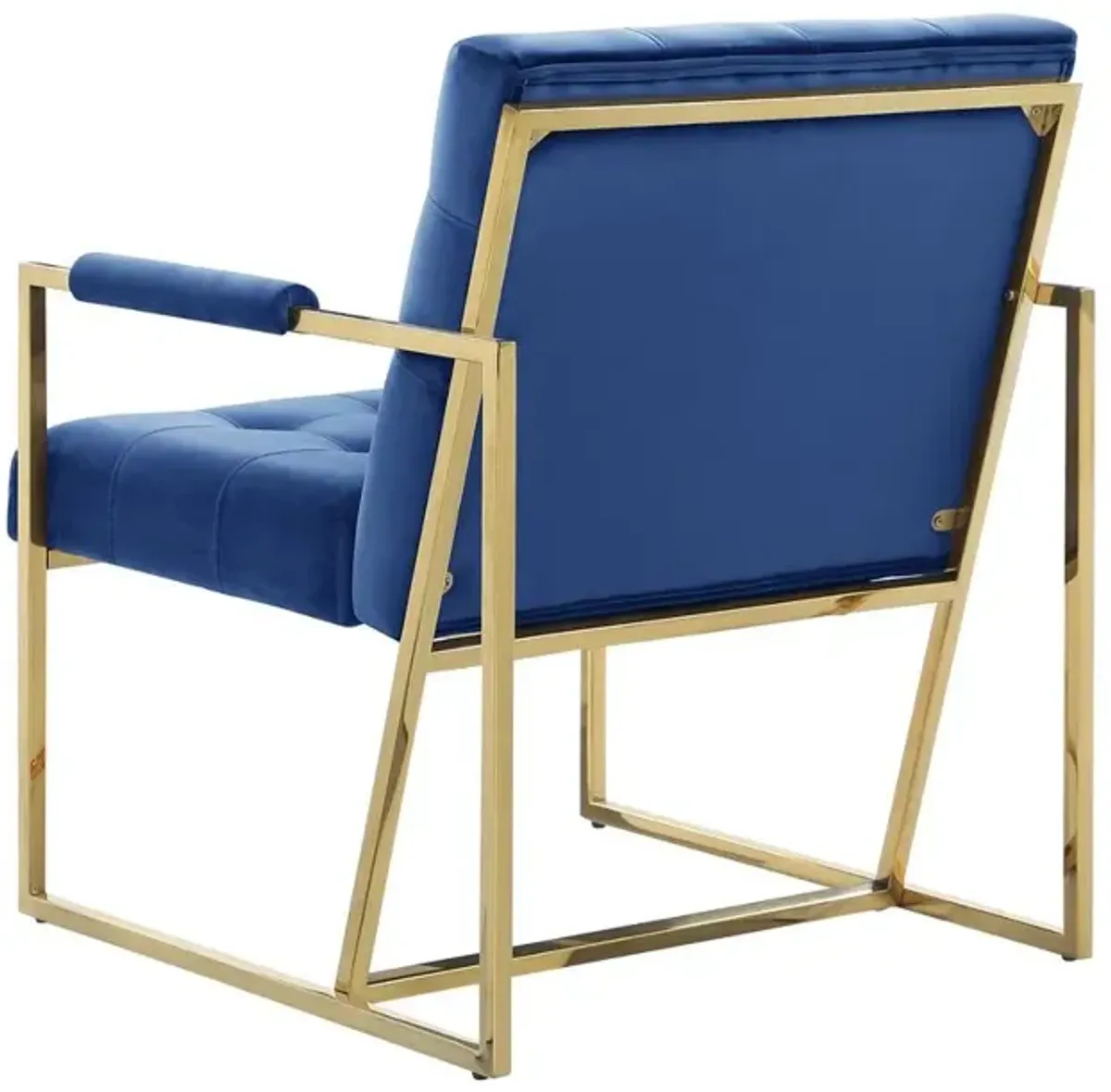 Luxor Blue Velvet Modern Accent Chair in Gold