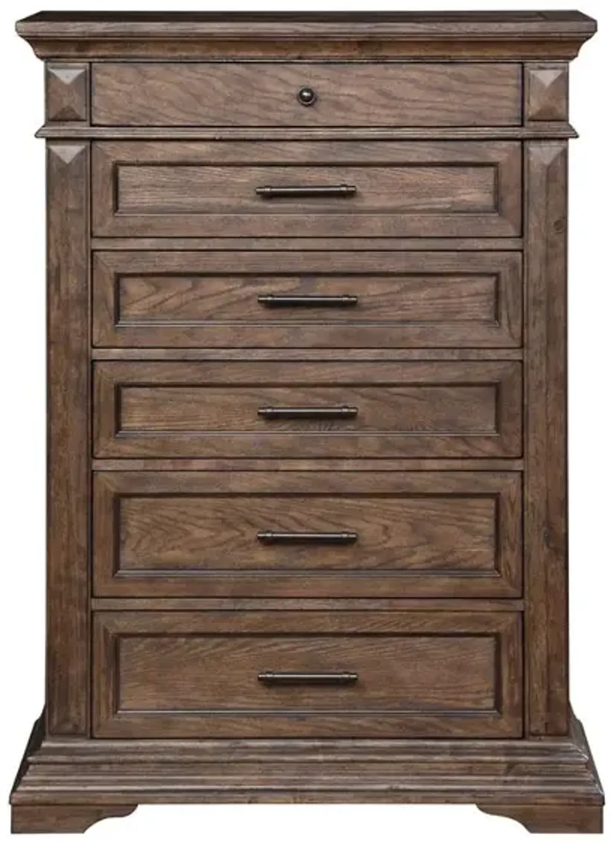 New Classic Furniture Furniture Mar Vista Solid Wood 6-Drawer Chest in Brushed Walnut