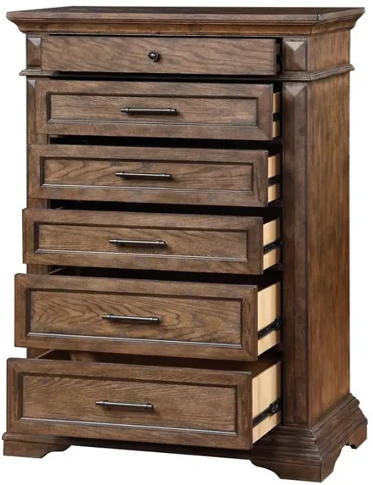 New Classic Furniture Furniture Mar Vista Solid Wood 6-Drawer Chest in Brushed Walnut