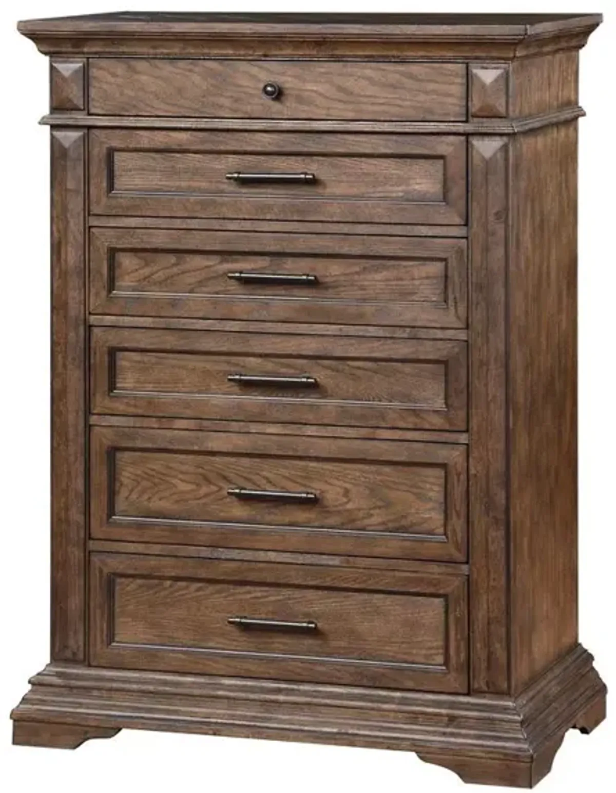 New Classic Furniture Furniture Mar Vista Solid Wood 6-Drawer Chest in Brushed Walnut