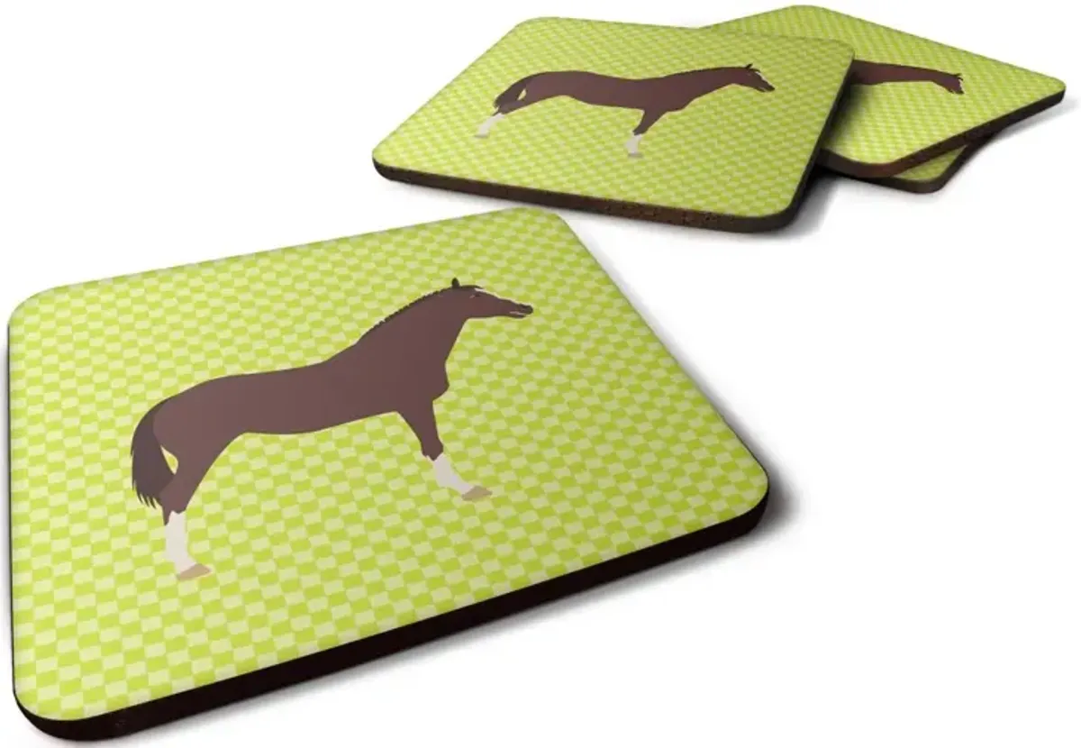 Caroline's Treasures English Thoroughbred Horse Green Decorative coasters, 3.5, Multicolor