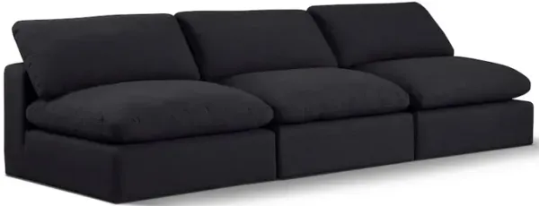 Meridian Furniture Comfy Black Linen Textured Fabric Modular Sofa