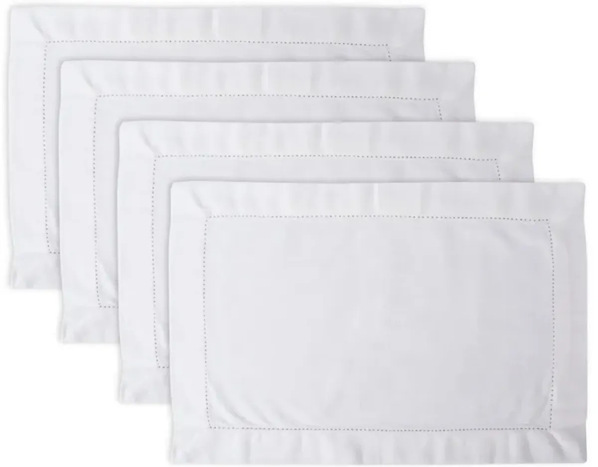 Set of 4 Off White Hemstitch Rectangular Placemats 18" x 12"