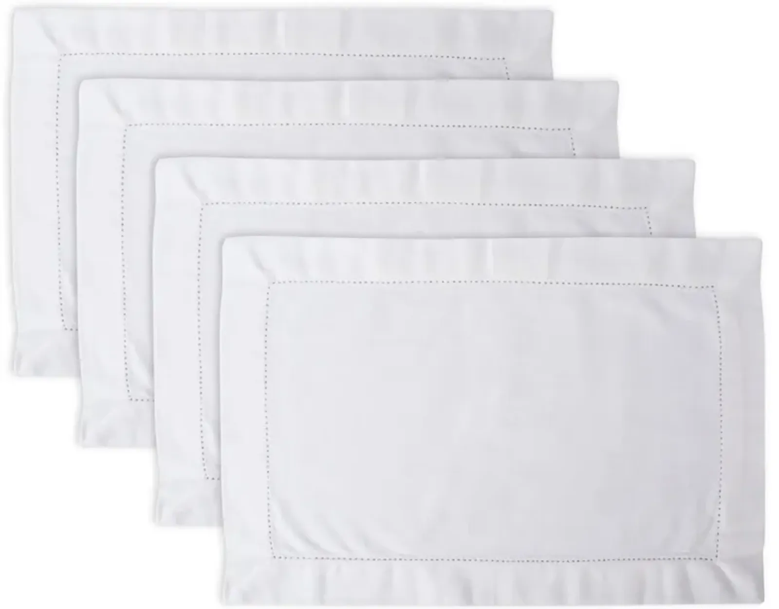 Set of 4 Off White Hemstitch Rectangular Placemats 18" x 12"