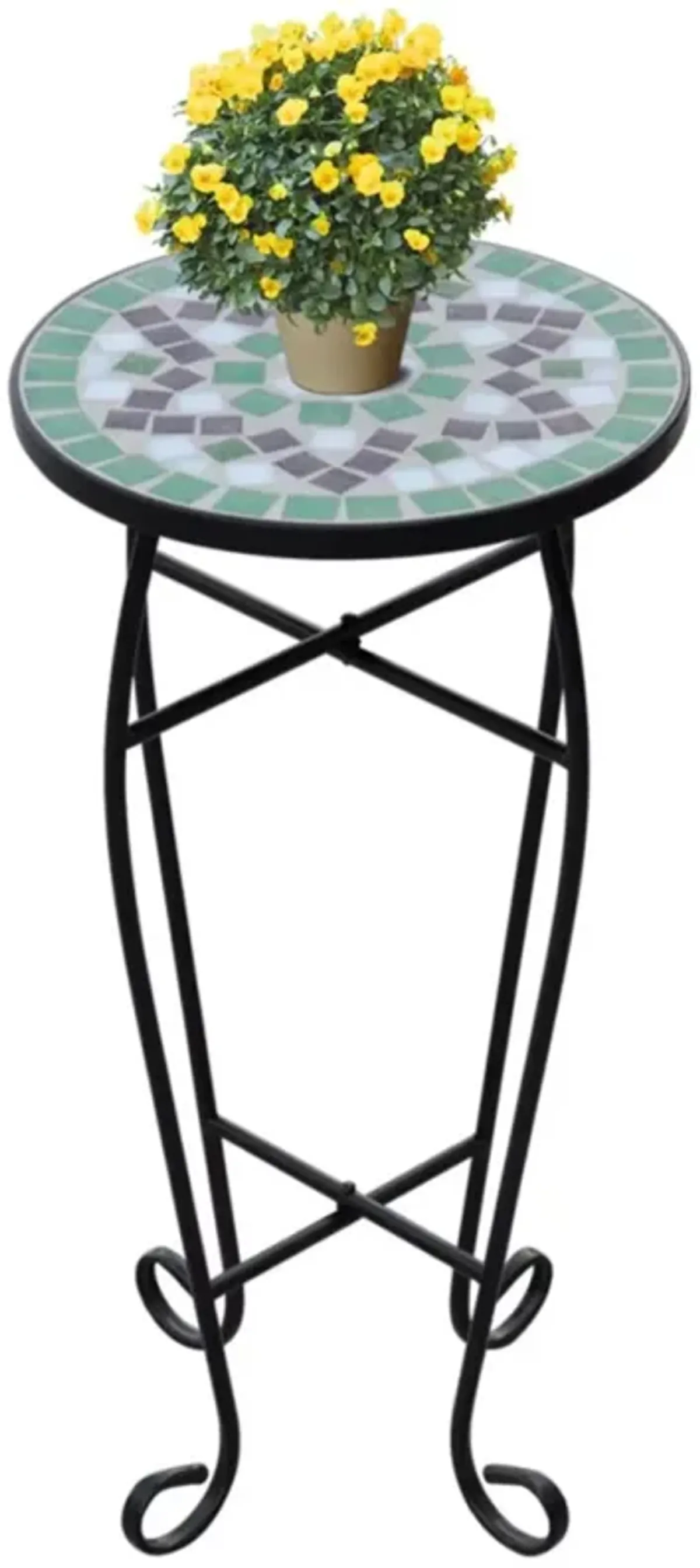 vidaXL Mosaic Side Table Plant Table Green White