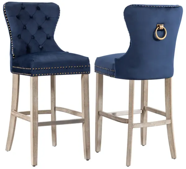 WestinTrends 29" Tufted Velvet Bar Stool (Set of 2)
