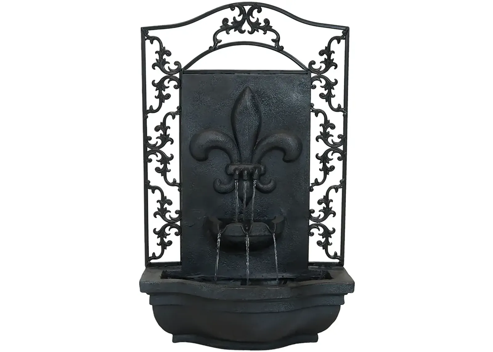 Sunnydaze French Lily Polystone Outdoor Wall Fountain