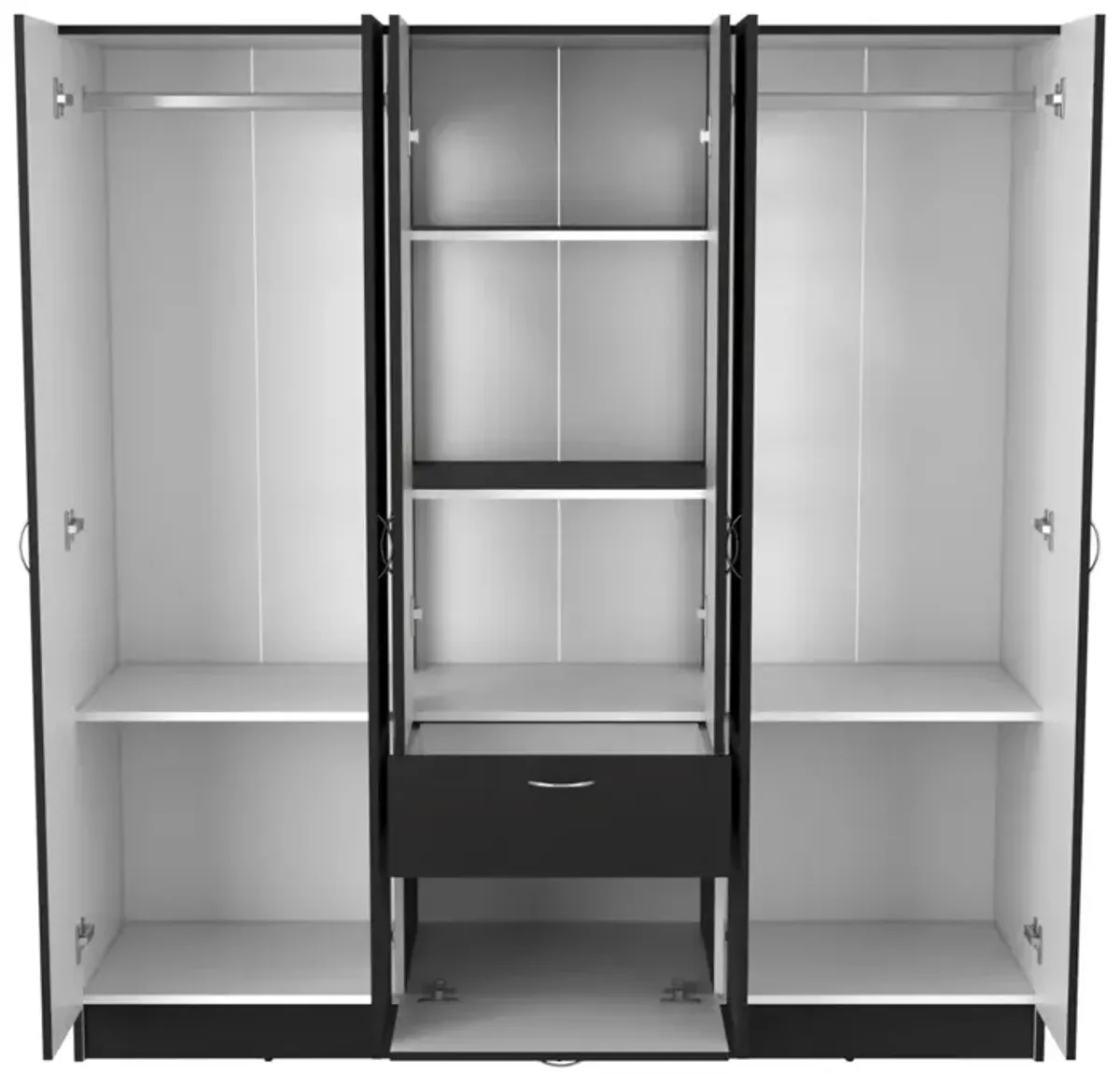 Six Doors Armoire Maya, Bedroom, Black / White