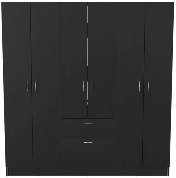 Six Doors Armoire Maya, Bedroom, Black / White