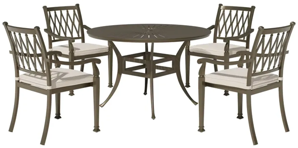 Mondawe 5 Pieces Cast Aluminum Outdoor Patio Dining Set included Armchairs with Cushion