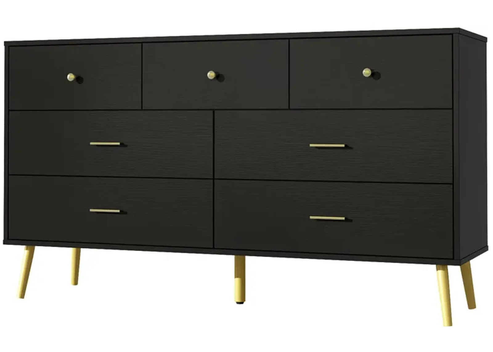 7-Drawer Black Chest of Drawers, 31.5 in. H, 55.9 in. W, 15.7 in. D