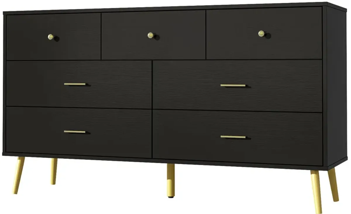 7-Drawer Black Chest of Drawers, 31.5 in. H, 55.9 in. W, 15.7 in. D