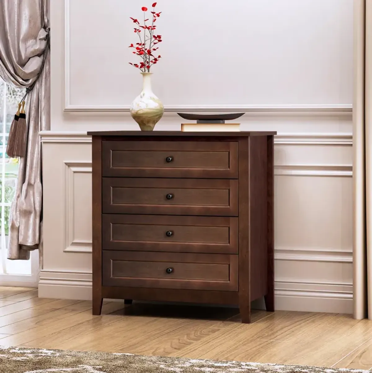 Vintage Style Wooden Buffet Console with Lockers