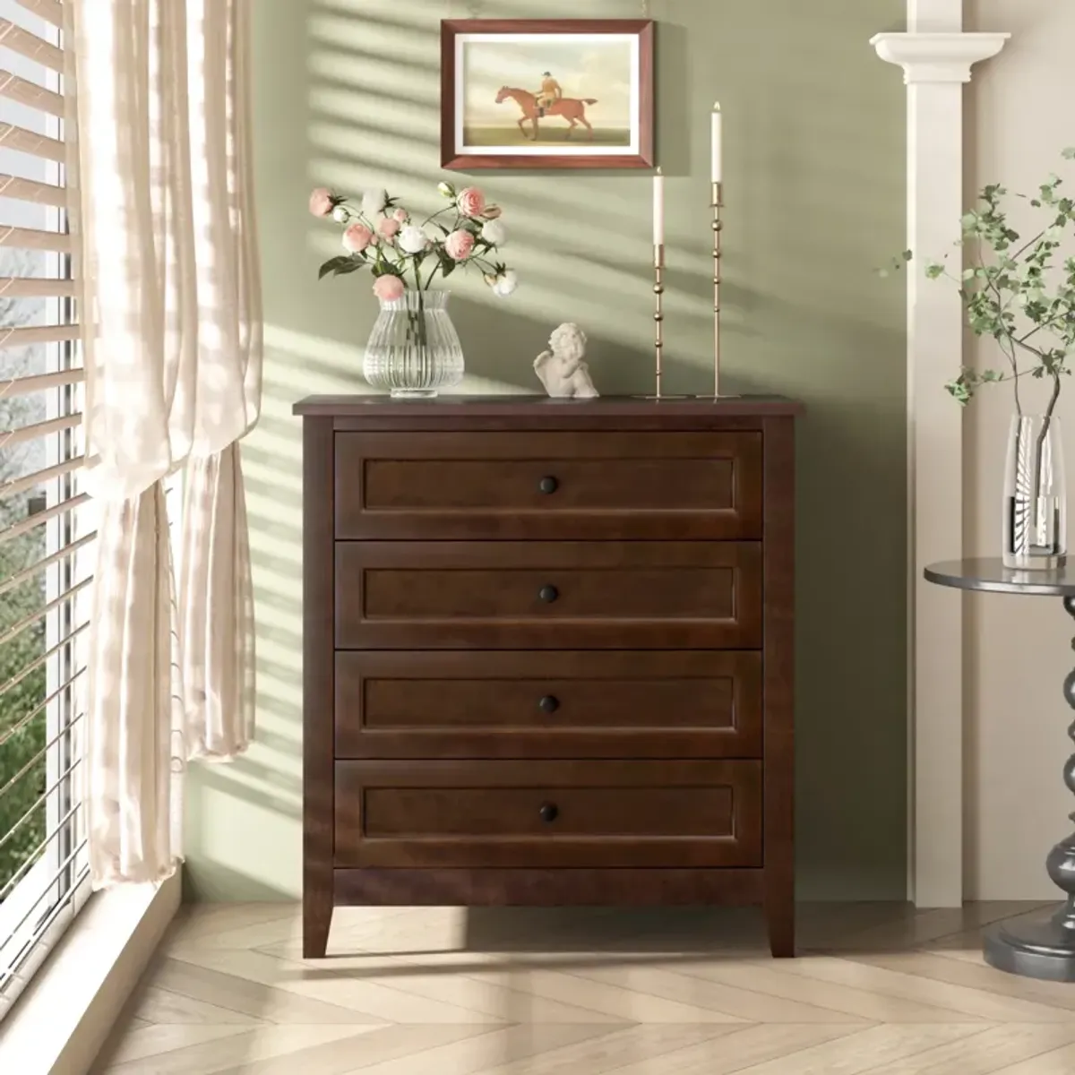 Vintage Style Wooden Buffet Console with Lockers