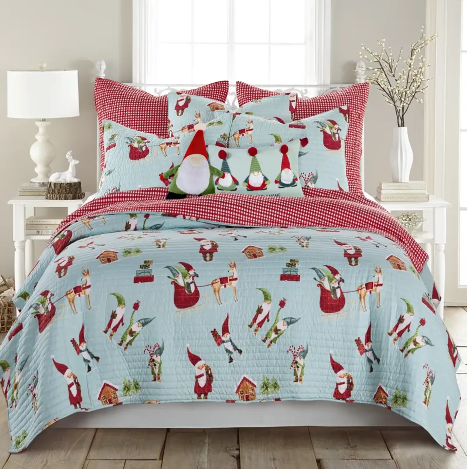 Gnome for the Holidays White Quilt - Levtex Home