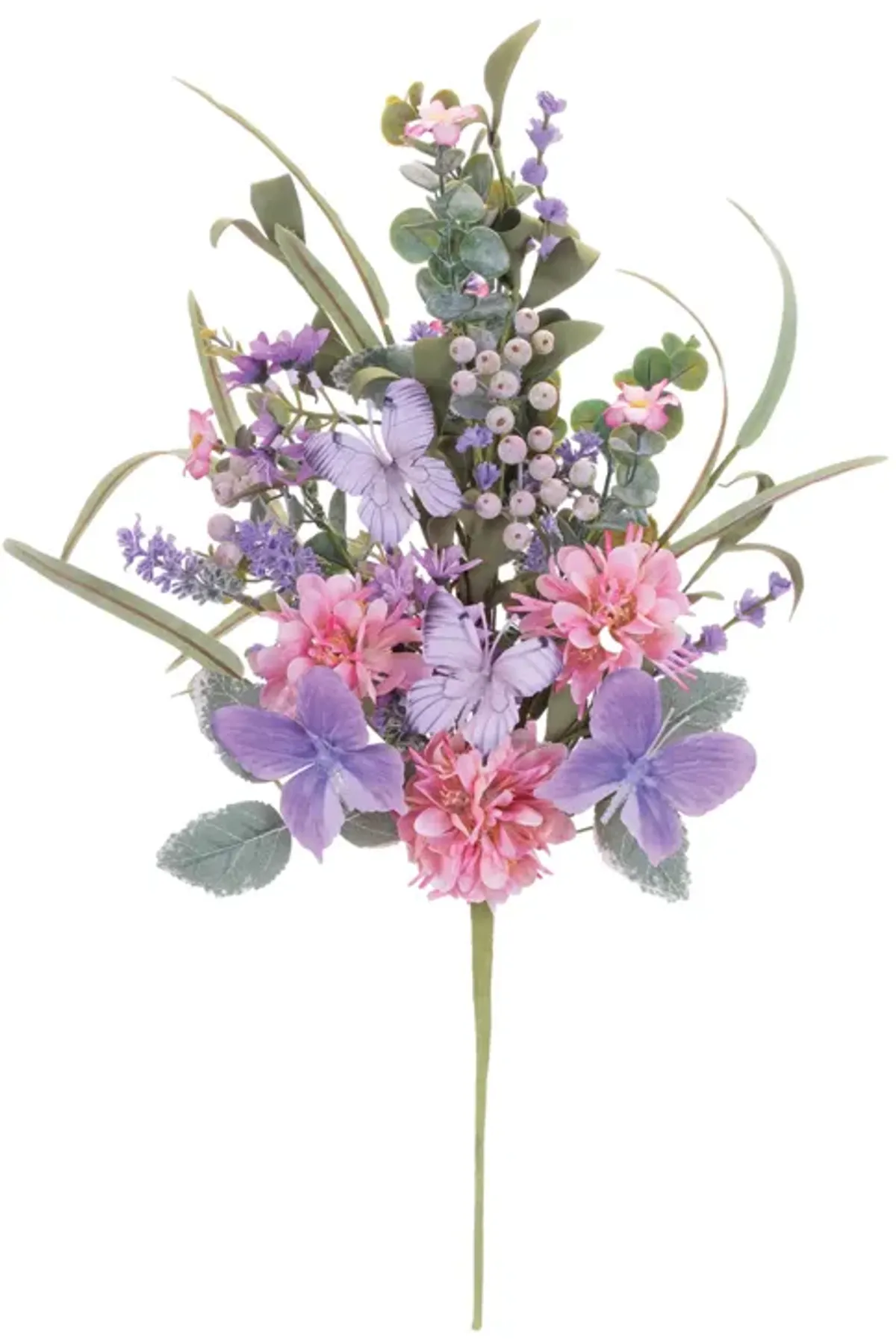 Set of 2 Decorative Flower and Butterfly Bushes for Tabletop or Entryway Decor