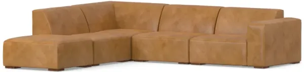 Rex Left Corner Sectional Modular Sofa with Ottoman in Genuine Leather