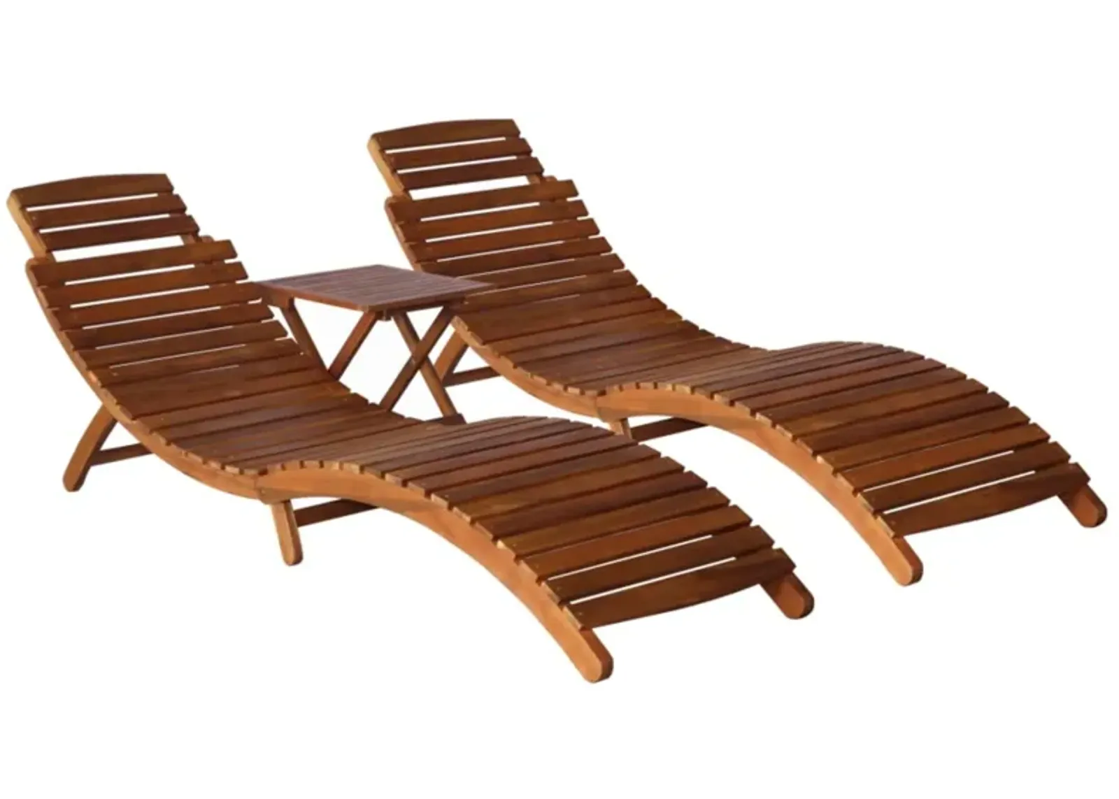 vidaXL 3 Piece Sunlounger with Tea Table Solid Acacia Wood