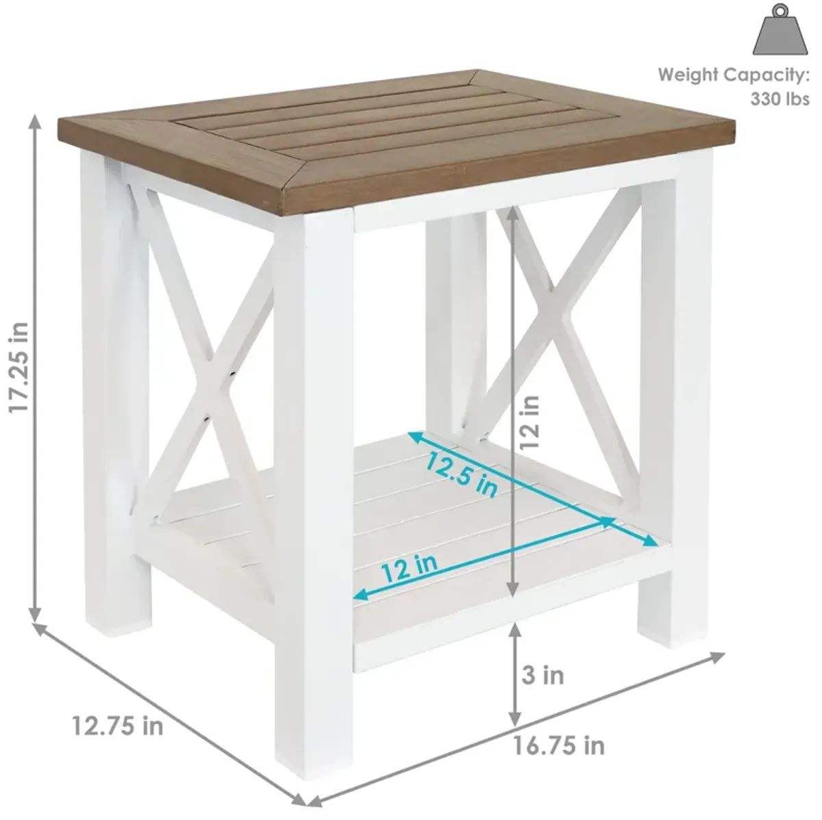 Sunnydaze 17.25 in Polystyrene Corner Stool with Storage Shelf - Farmhouse