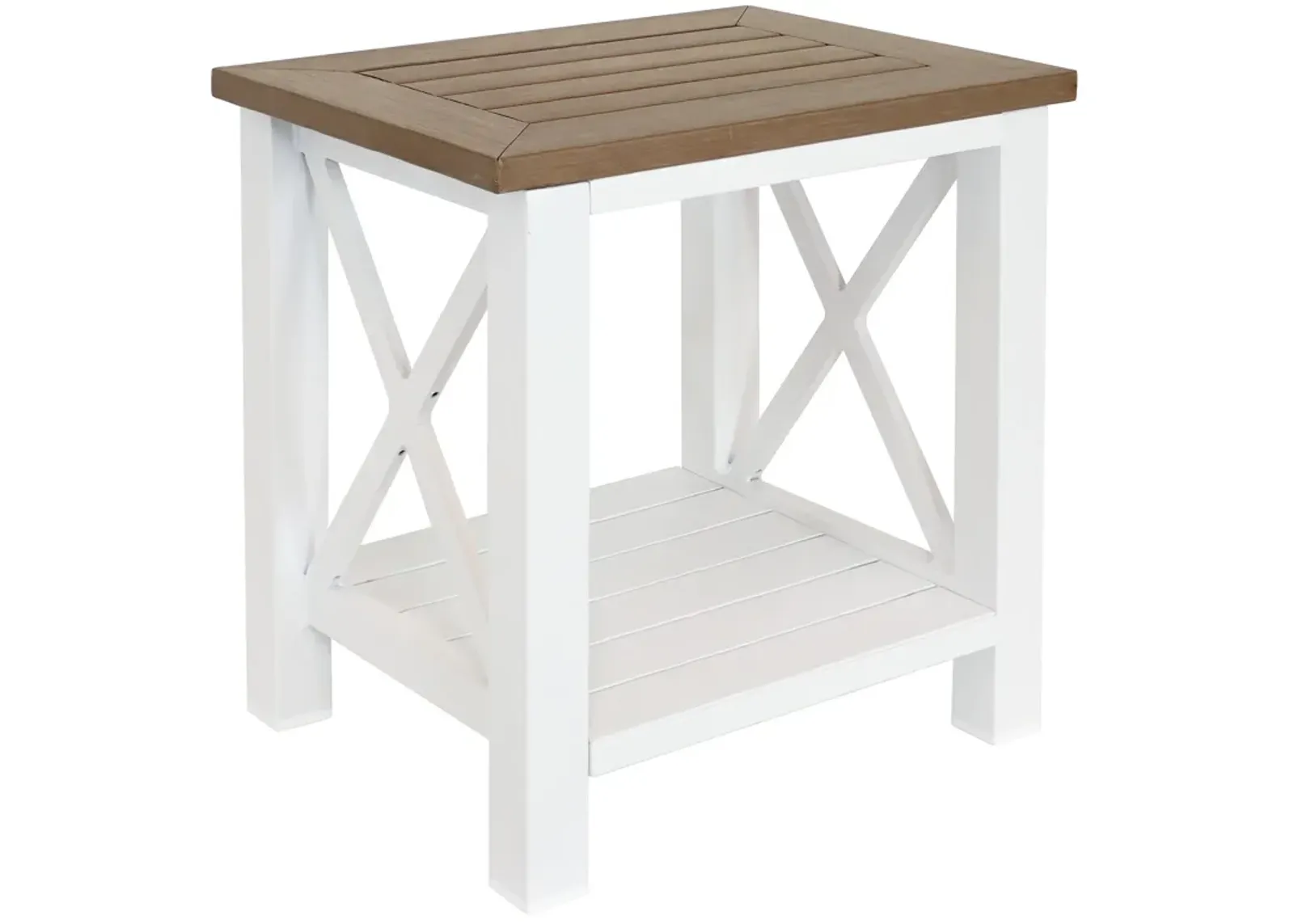 Sunnydaze 17.25 in Polystyrene Corner Stool with Storage Shelf - Farmhouse