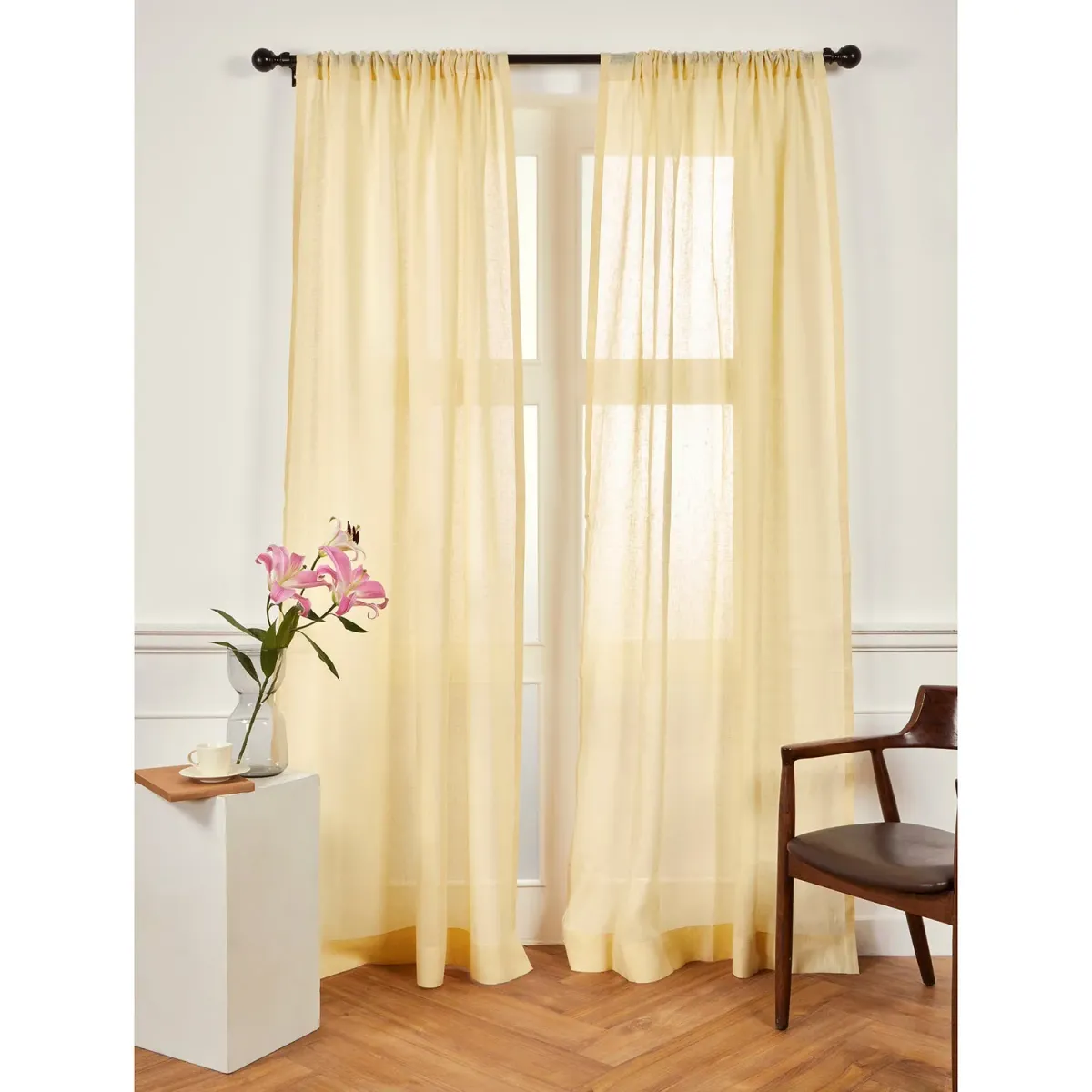 Solino Home 100% Pure Linen Sheer Curtain for Thanksgiving, Christmas