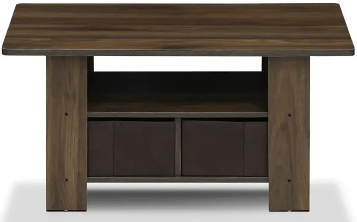 Furinno Andrey Coffee Table with Bin Drawer, Columbia Walnut/Dark Brown