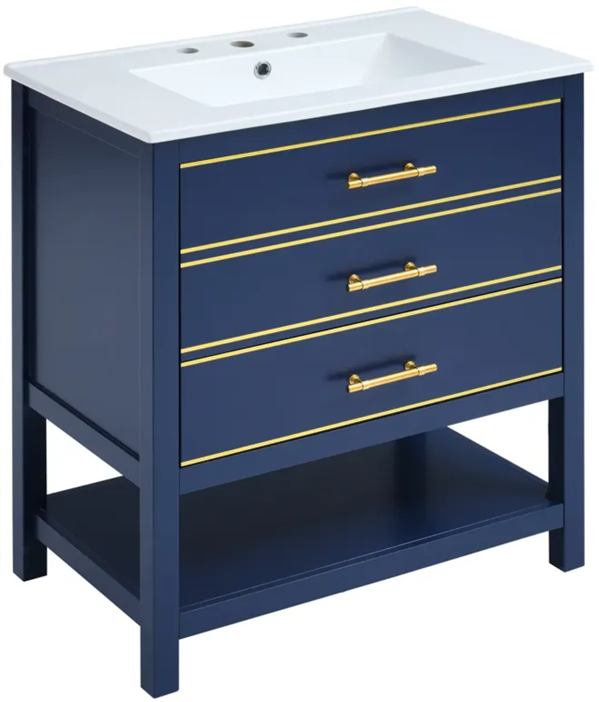 Modern 30inch Navy Blue/White Bathroom Vanity Cabinet Combo , Blue