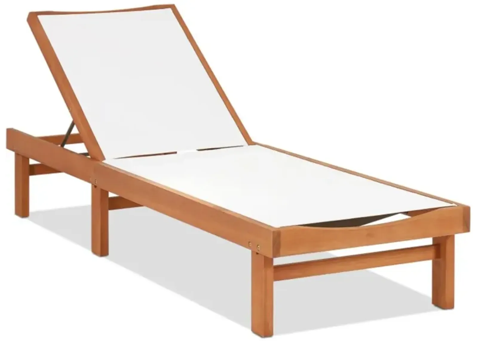 Hivvago Outdoor Wood Chaise Lounge Chair with 5-Postion Adjustable Back