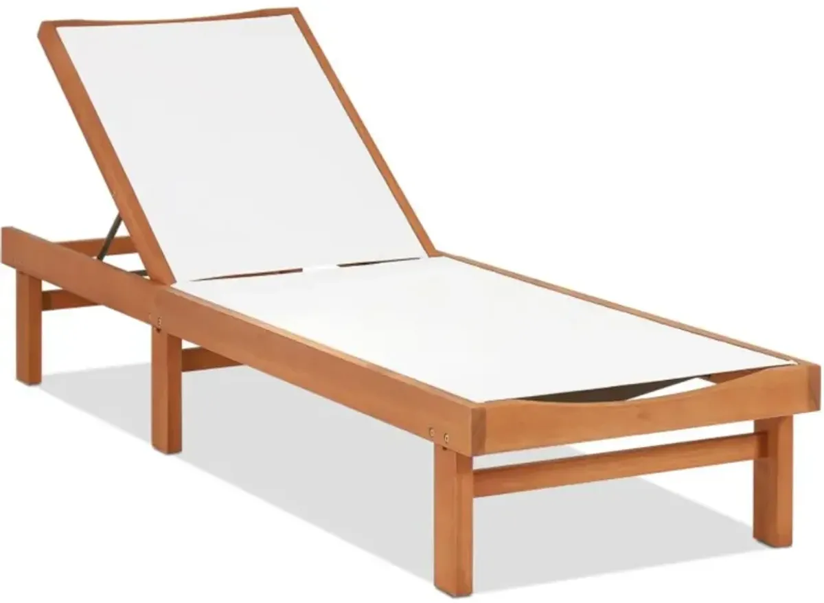 Hivvago Outdoor Wood Chaise Lounge Chair with 5-Postion Adjustable Back