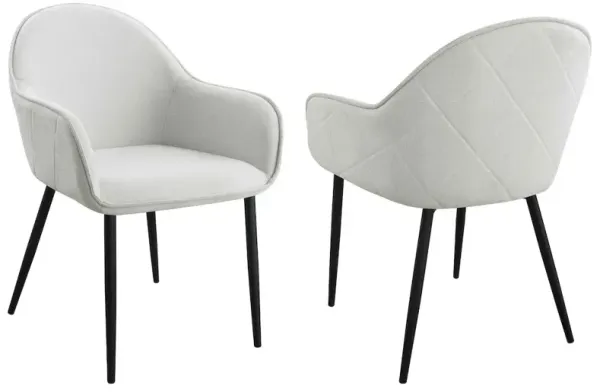 Emma Fabric Upholstered Dining Arm Chair Fog Grey (Set of 2)