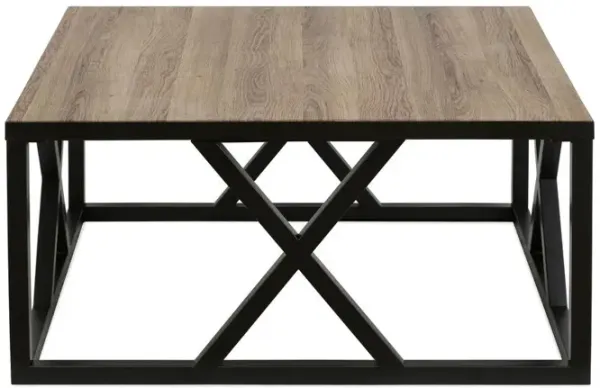 Hudson&Canal Jedrek 35'' Wide Square Coffee Table in Blackened Bronze/Rustic Oak