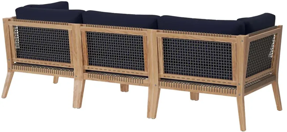 Modway - Clearwater Outdoor Patio Teak Wood Sofa