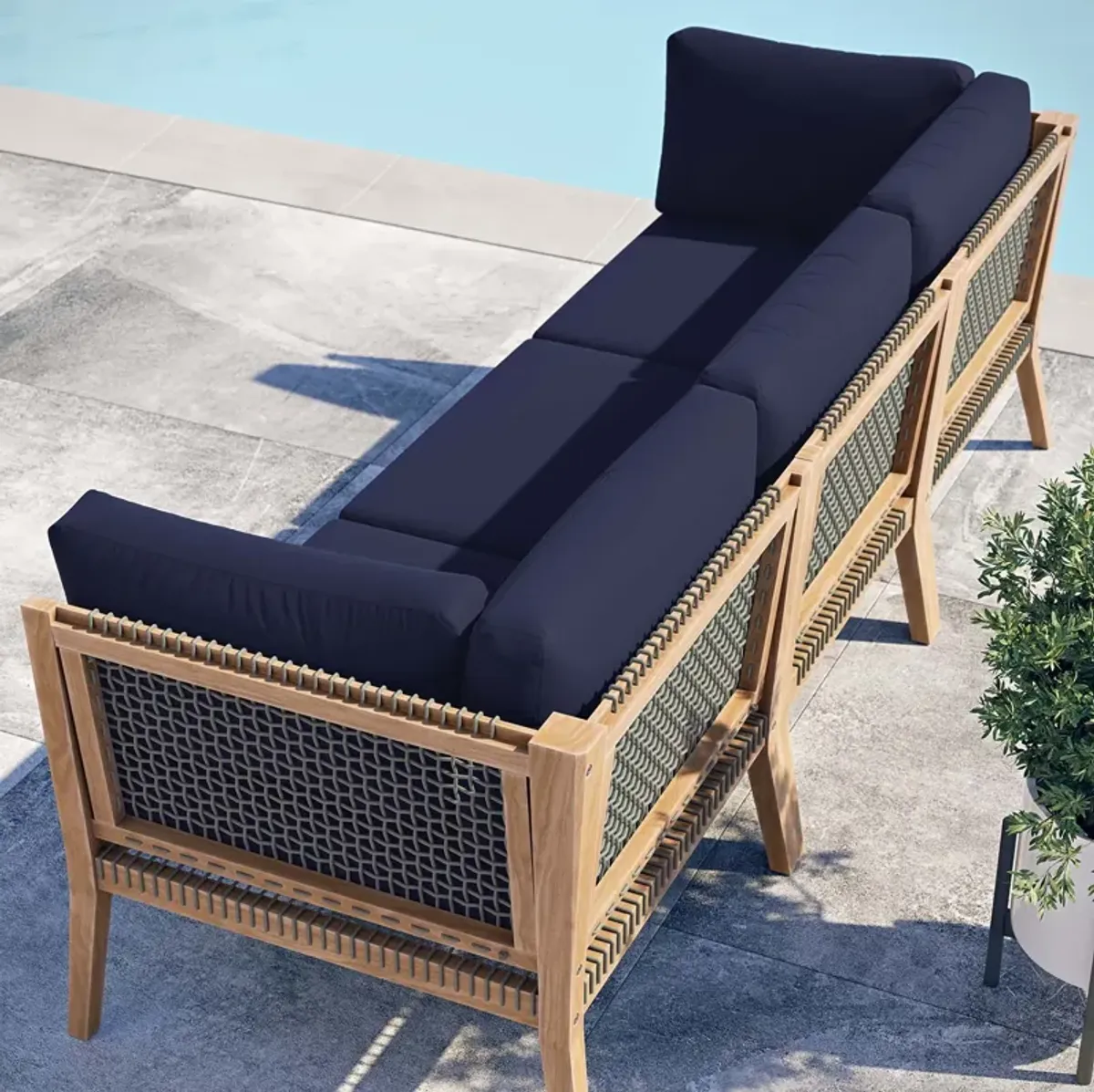 Modway - Clearwater Outdoor Patio Teak Wood Sofa