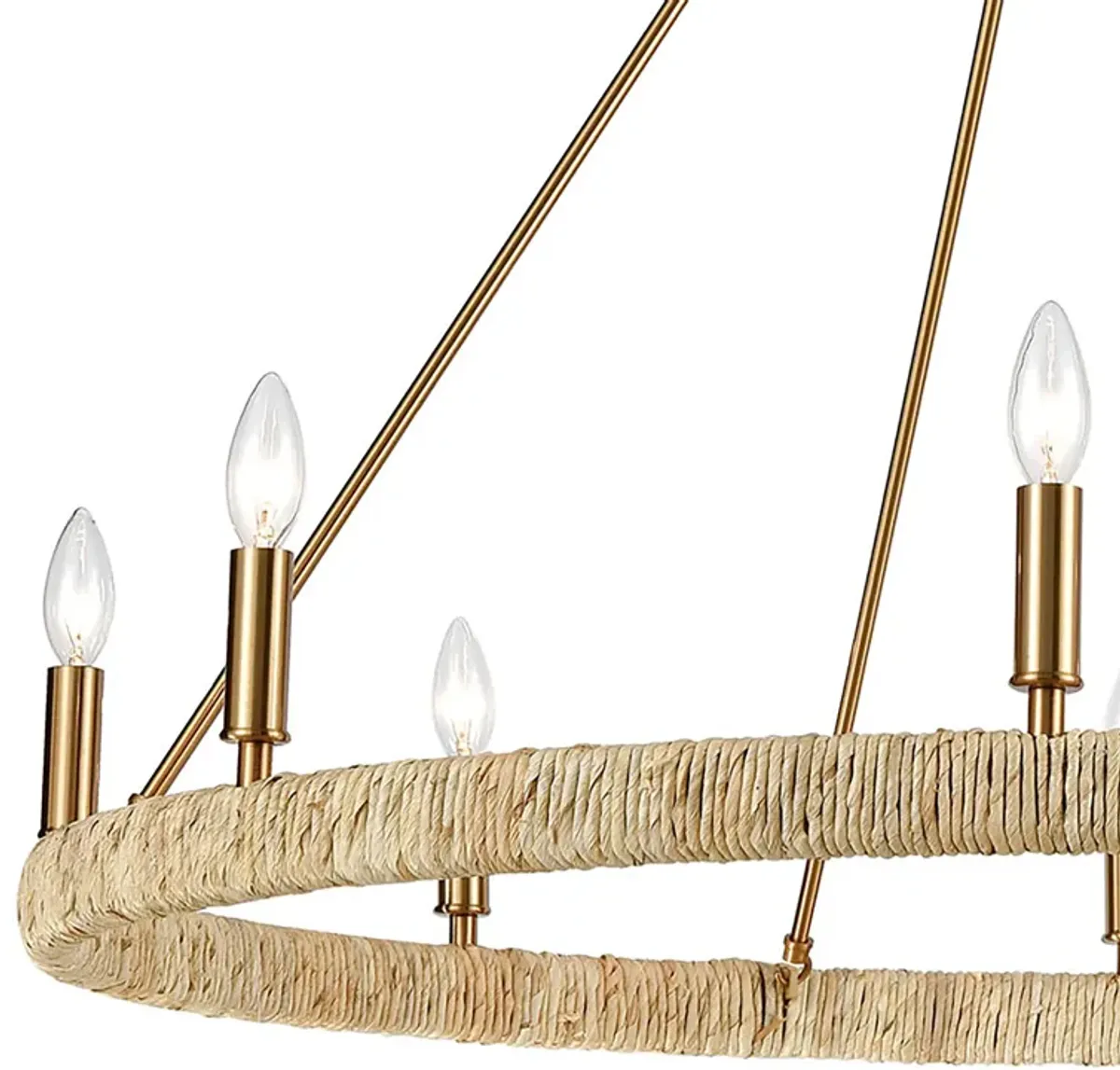 Abaca 36" Wide 8-Light Chandelier in Brass