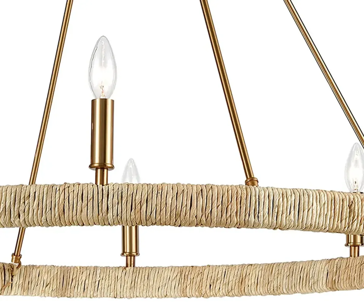 Abaca 36" Wide 8-Light Chandelier in Brass