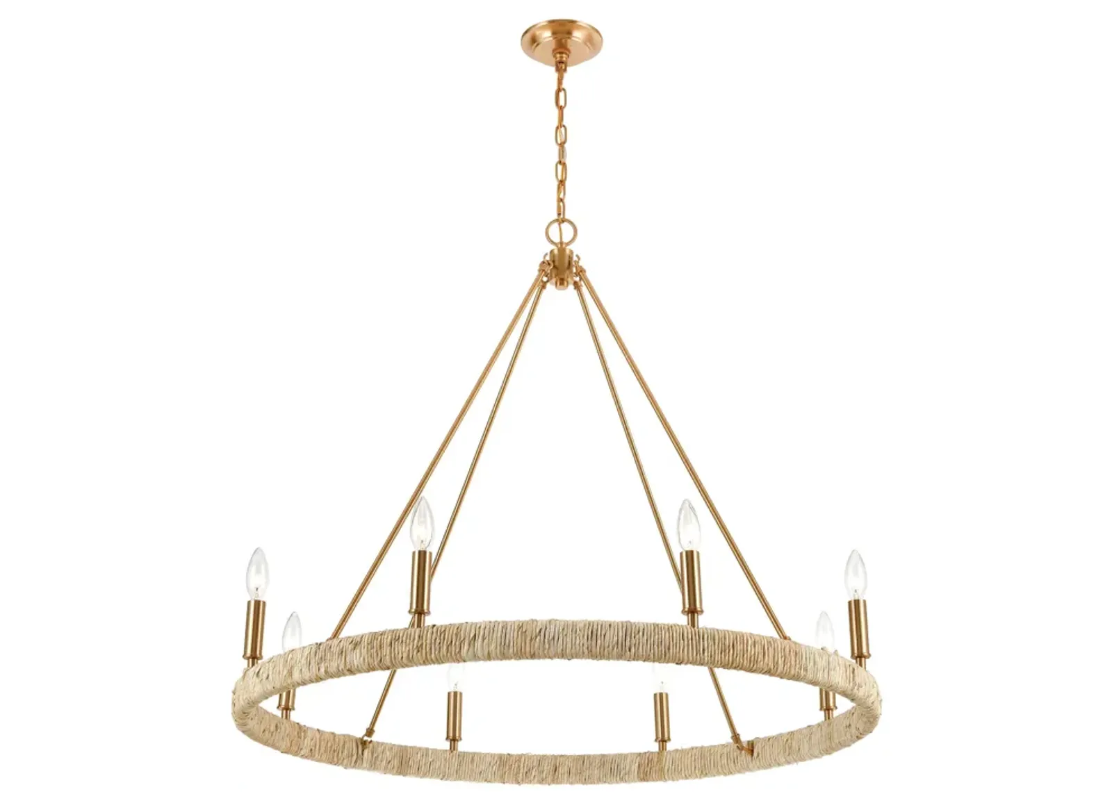 Abaca 36" Wide 8-Light Chandelier in Brass