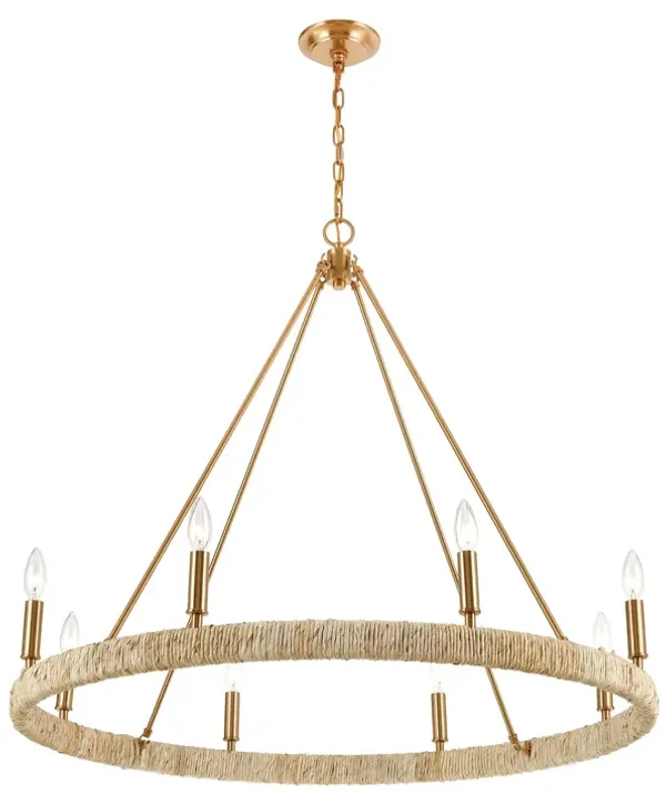 Abaca 36" Wide 8-Light Chandelier in Brass