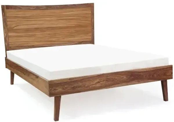 Porter Designs Fusion Solid Sheesham Wood King Bed, Light Brown