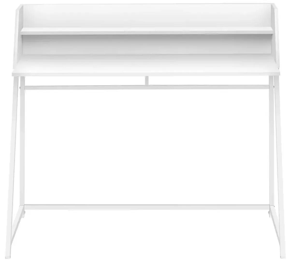 Monarch Specialties I 7545 Computer Desk, Home Office, Laptop, Storage Shelves, 48"L, Work, Metal, Laminate, White, Contemporary, Modern