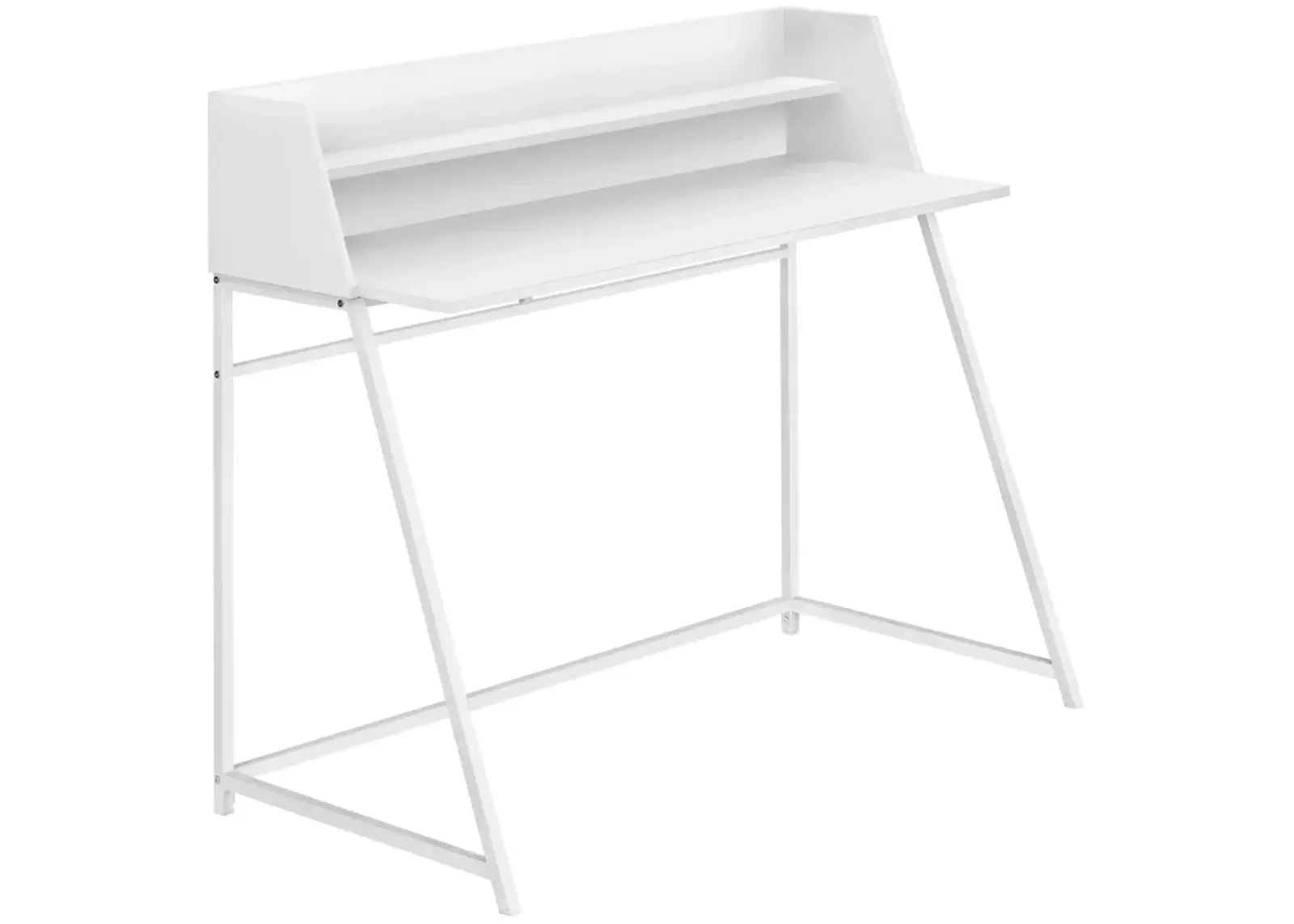 Monarch Specialties I 7545 Computer Desk, Home Office, Laptop, Storage Shelves, 48"L, Work, Metal, Laminate, White, Contemporary, Modern