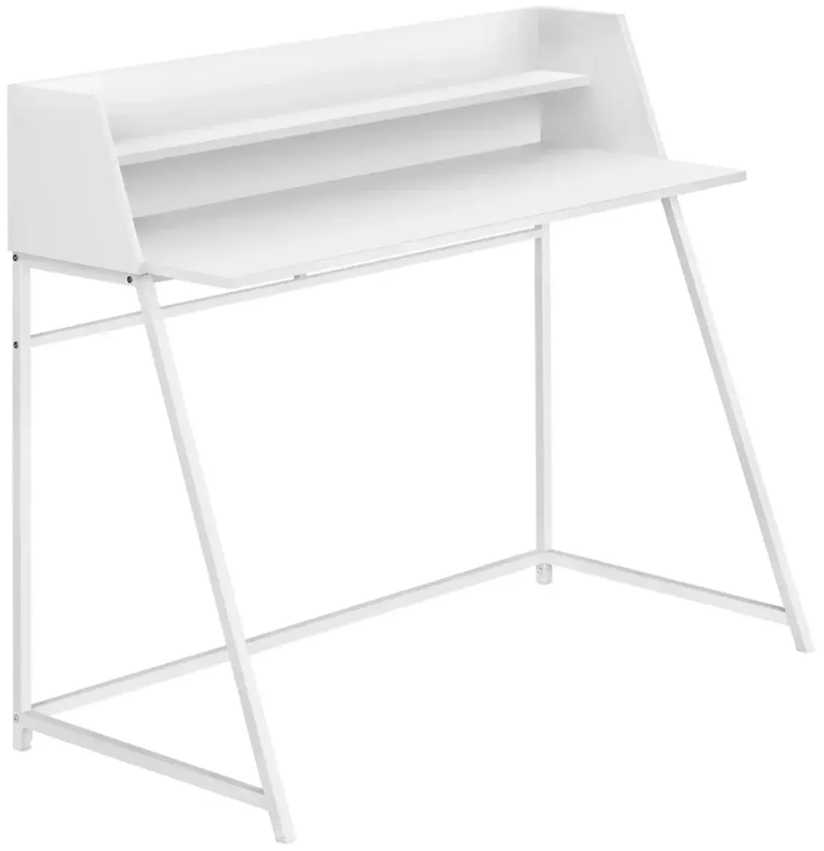 Monarch Specialties I 7545 Computer Desk, Home Office, Laptop, Storage Shelves, 48"L, Work, Metal, Laminate, White, Contemporary, Modern