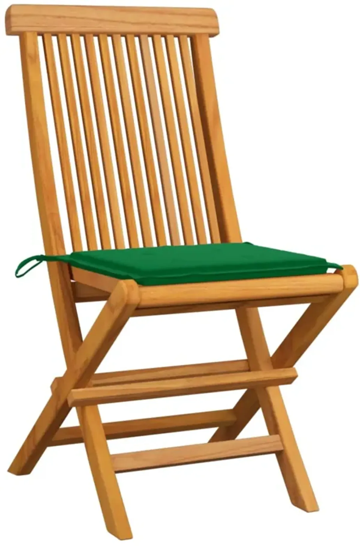 vidaXL Garden Chairs with Green Cushions 4 pcs Solid Teak Wood