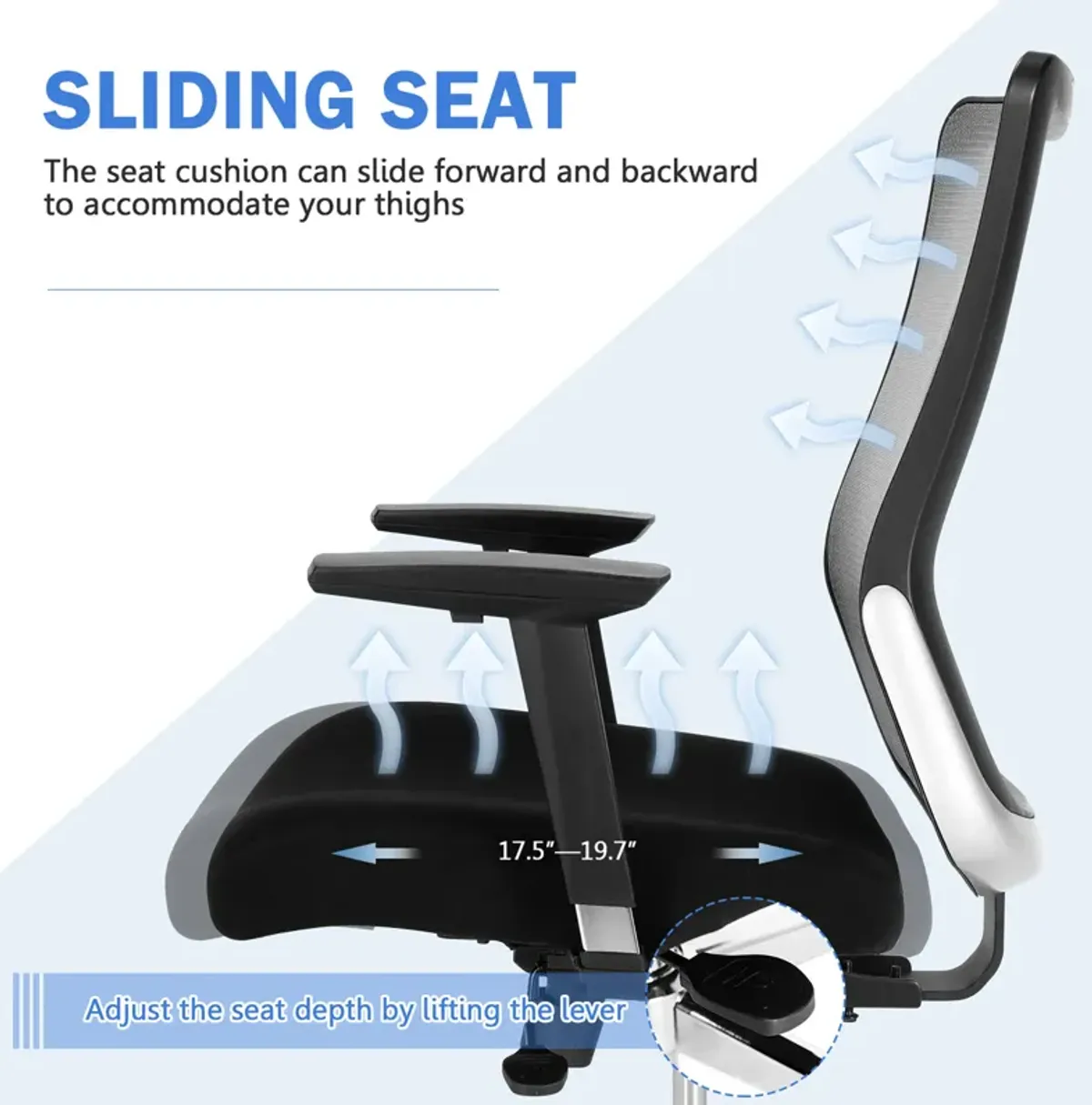 Costway Ergonomic Mesh Office Chair Sliding Seat Height Adjustable w/ Armrest