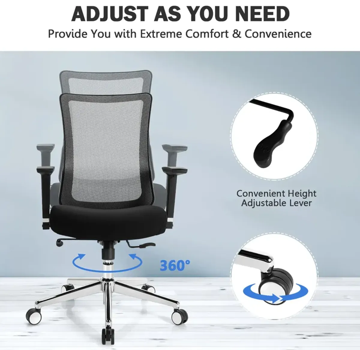 Costway Ergonomic Mesh Office Chair Sliding Seat Height Adjustable w/ Armrest