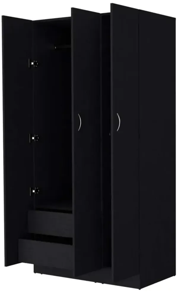 Streamdale Augusta 3-Door Wardrobe With Hanging Rod Black