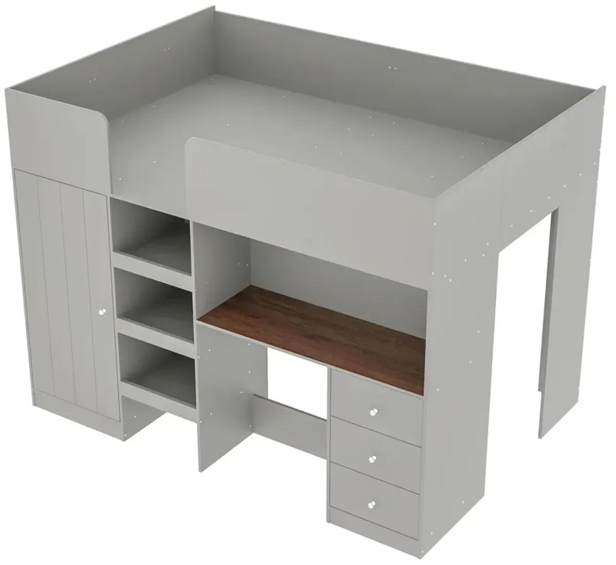 Merax Loft Bed with Wardrobe and Desk