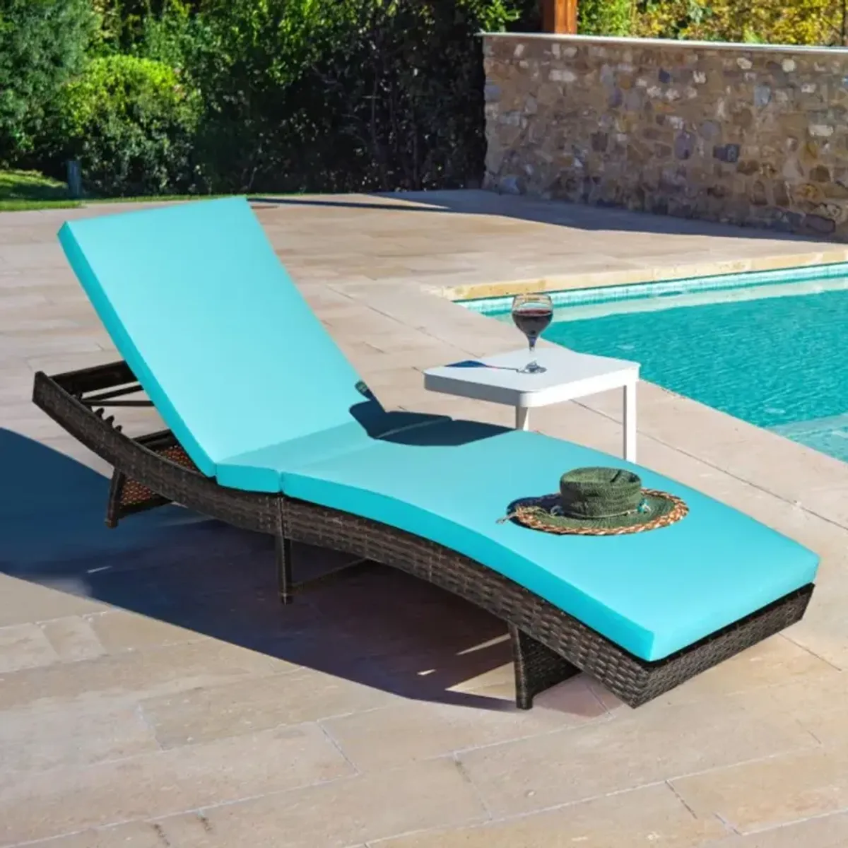 Hivvago Patio Folding Chaise Lounge with 5 Adjustable Levels and Cushion