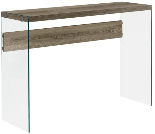 Monarch Specialties I 3055 Accent Table, Console, Entryway, Narrow, Sofa, Living Room, Bedroom, Tempered Glass, Laminate, Brown, Clear, Contemporary, Modern