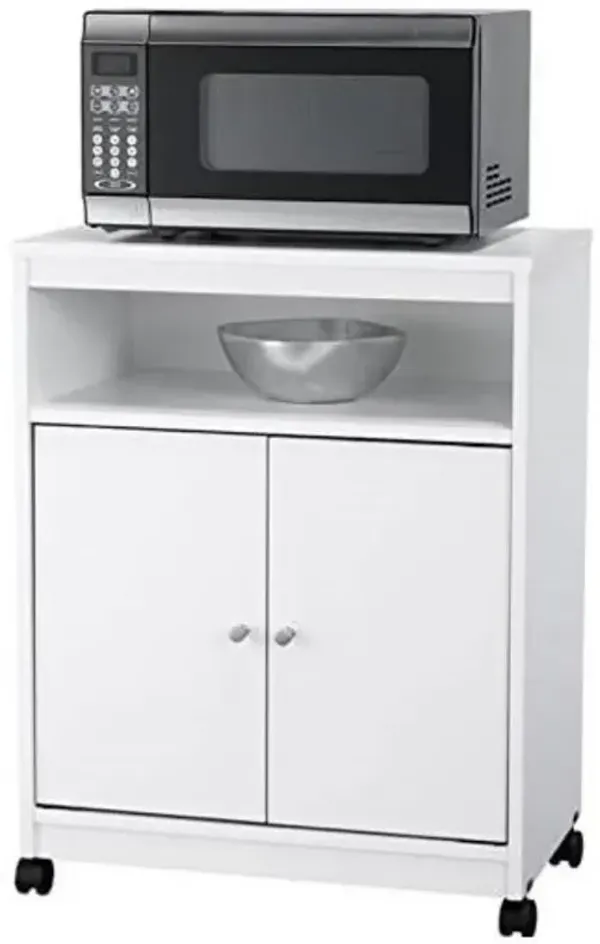 Utility Cart / Kitchen Microwave Cart with Casters for Mobile Storage and Easy Access to Appliances